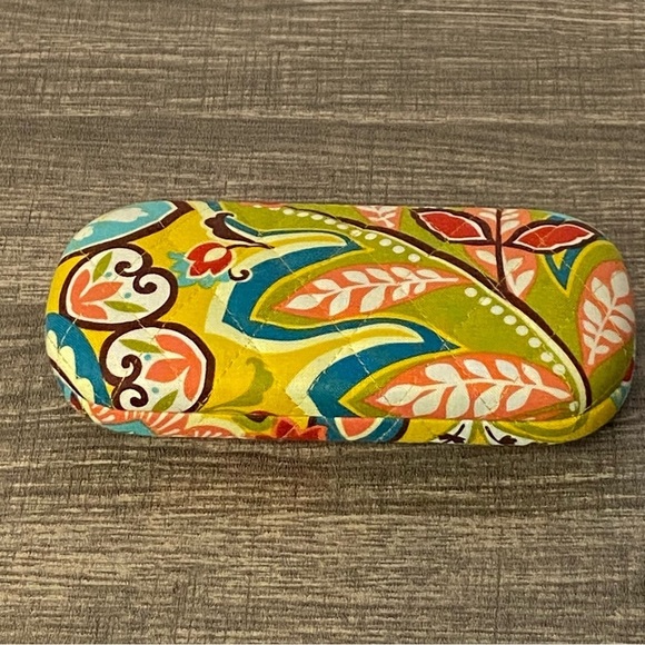 VERA BRADLEY / Provencal Yellow Floral Paisley Print Hard Slim Eyeglass Case - Picture 1 of 7